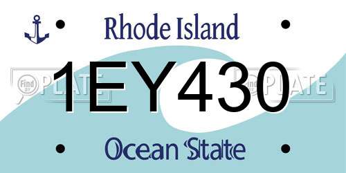 1EY430 Rhode Island License Plate