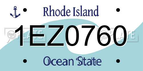1EZ0760 Rhode Island License Plate