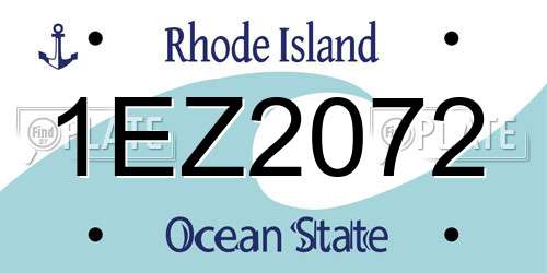 1EZ2072 Rhode Island License Plate