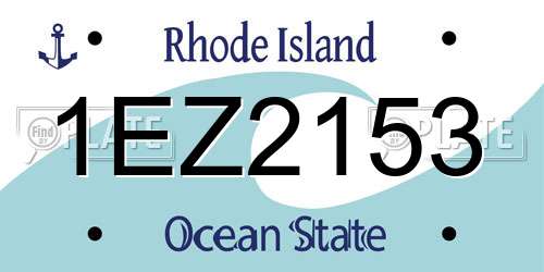 1EZ2153 Rhode Island License Plate