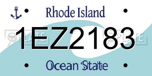 1EZ2183 Rhode Island License Plate