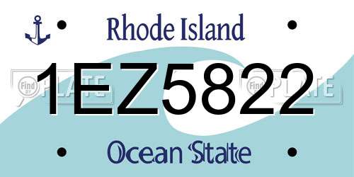 1EZ5822 Rhode Island License Plate