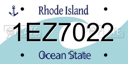 1EZ7022 Rhode Island License Plate