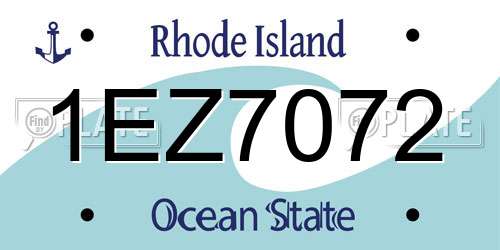 1EZ7072 Rhode Island License Plate