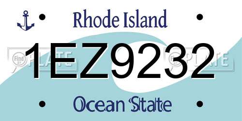 1EZ9232 Rhode Island License Plate