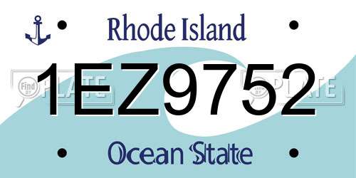 1EZ9752 Rhode Island License Plate