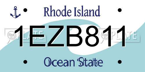 1EZB811 Rhode Island License Plate