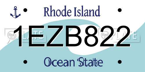1EZB822 Rhode Island License Plate