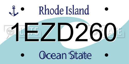 1EZD260 Rhode Island License Plate