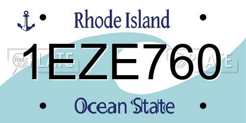 1EZE760 Rhode Island License Plate
