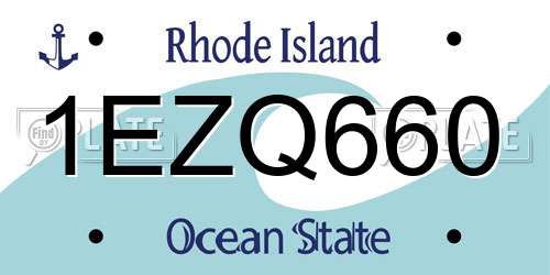 1EZQ660 Rhode Island License Plate