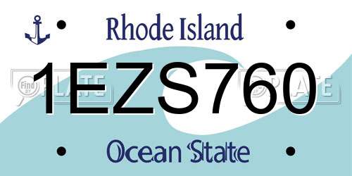 1EZS760 Rhode Island License Plate