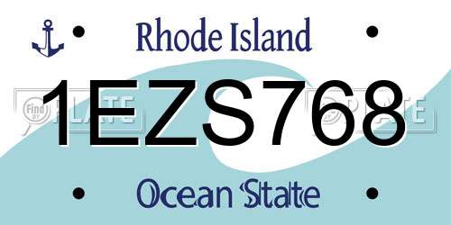 1EZS768 Rhode Island License Plate