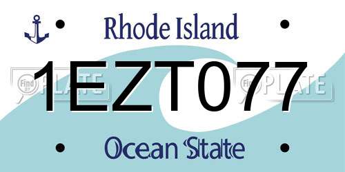 1EZT077 Rhode Island License Plate