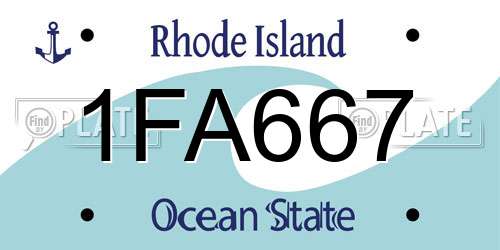 1FA667 Rhode Island License Plate