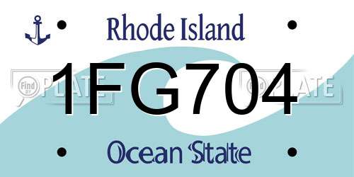 1FG704 Rhode Island License Plate
