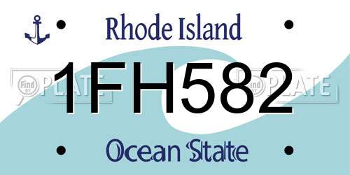 1FH582 Rhode Island License Plate