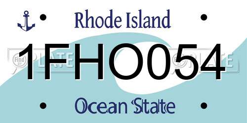 1FHO054 Rhode Island License Plate