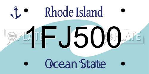 1FJ500 Rhode Island License Plate
