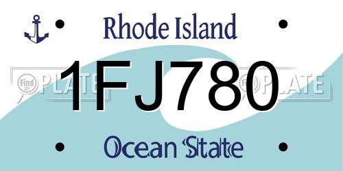 1FJ780 Rhode Island License Plate