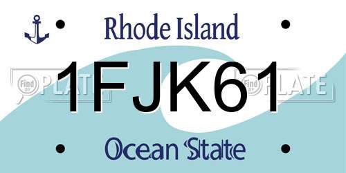 1FJK61 Rhode Island License Plate