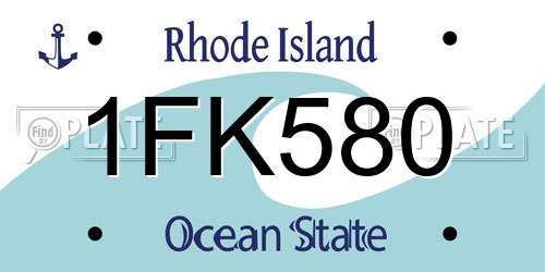 1FK580 Rhode Island License Plate