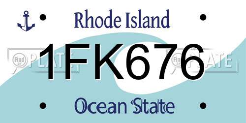 1FK676 Rhode Island License Plate