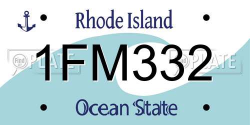 1FM332 Rhode Island License Plate