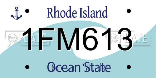 1FM613 Rhode Island License Plate
