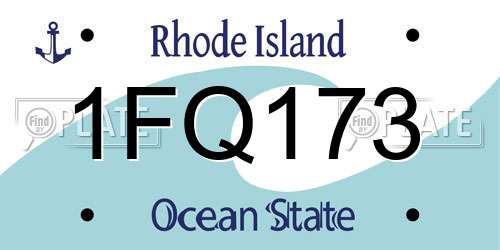 1FQ173 Rhode Island License Plate