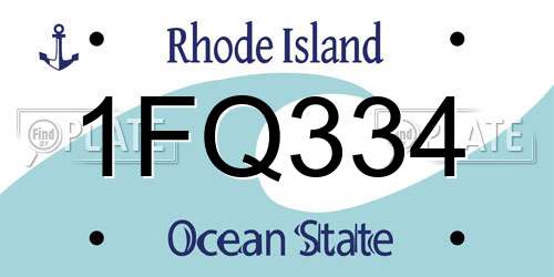 1FQ334 Rhode Island License Plate