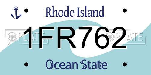 1FR762 Rhode Island License Plate