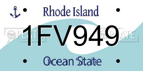 1FV949 Rhode Island License Plate