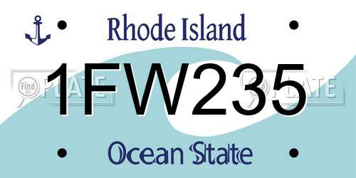 1FW235 Rhode Island License Plate
