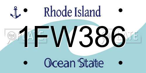1FW386 Rhode Island License Plate