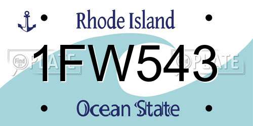 1FW543 Rhode Island License Plate