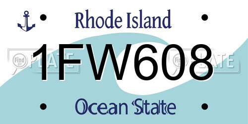 1FW608 Rhode Island License Plate