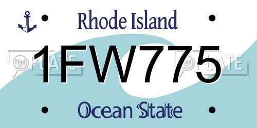 1FW775 Rhode Island License Plate