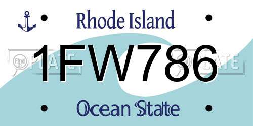 1FW786 Rhode Island License Plate