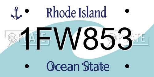1FW853 Rhode Island License Plate