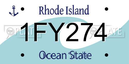 1FY274 Rhode Island License Plate