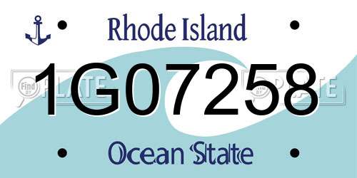1G07258 Rhode Island License Plate