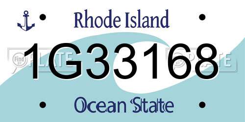 1G33168 Rhode Island License Plate