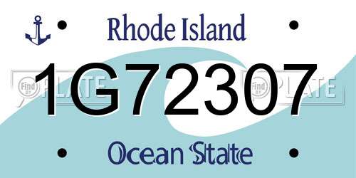 1G72307 Rhode Island License Plate