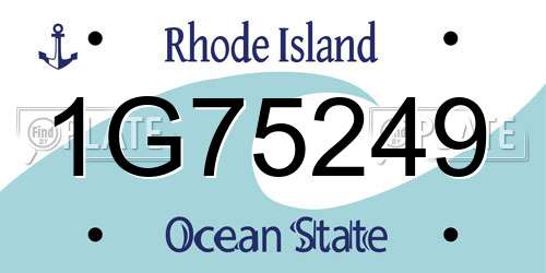 1G75249 Rhode Island License Plate