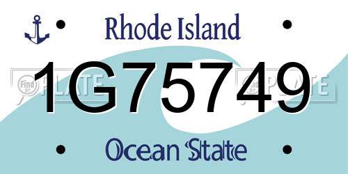 1G75749 Rhode Island License Plate
