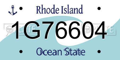 1G76604 Rhode Island License Plate
