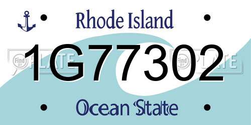 1G77302 Rhode Island License Plate