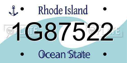 1G87522 Rhode Island License Plate