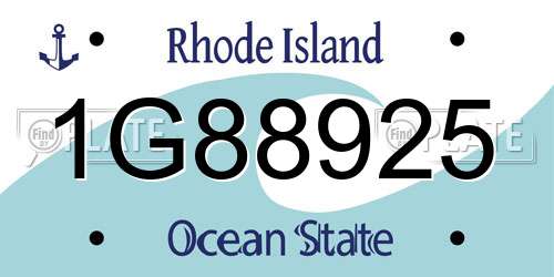 1G88925 Rhode Island License Plate